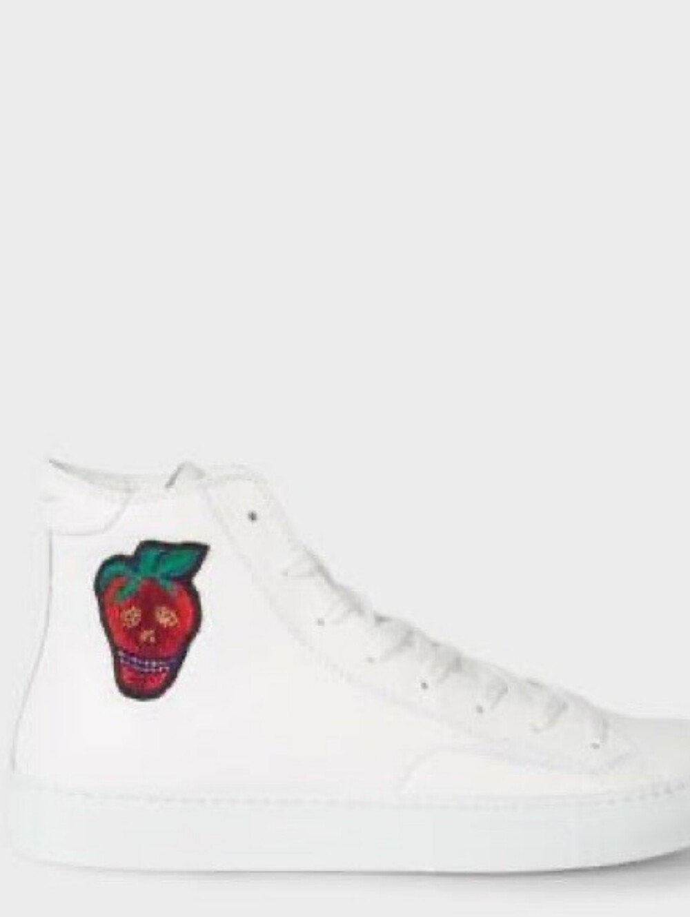 PAUL SMITH White Sneakers "Strawberry Skull" Leather Shoes Trainers 41EU - NEW